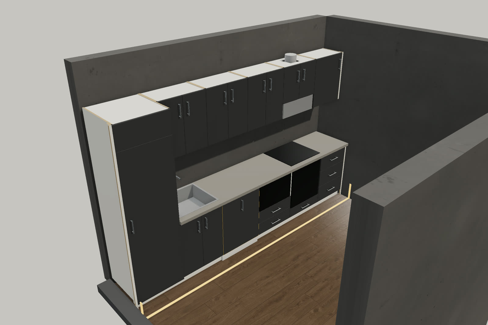 Кухня 3,6 м для семьи в 3D
